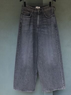NWT $248 AGOLDE VALERIA WIDE LEG SLOUCHY FADED BLACK DENIM JEANS SIZE 27